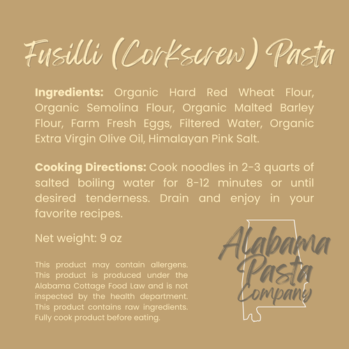 Small-Batch Fusilli Pasta | Alabama Pasta Company